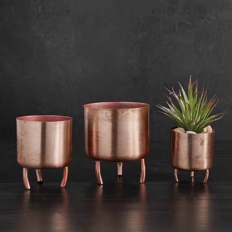 Rose Gold Pots Set of 3, in increment of 2 Bombay Mercantile