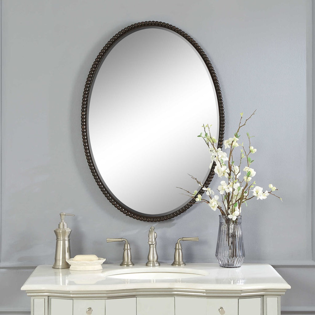 Sherise Bronze Oval Mirror - Bombay Mercantile