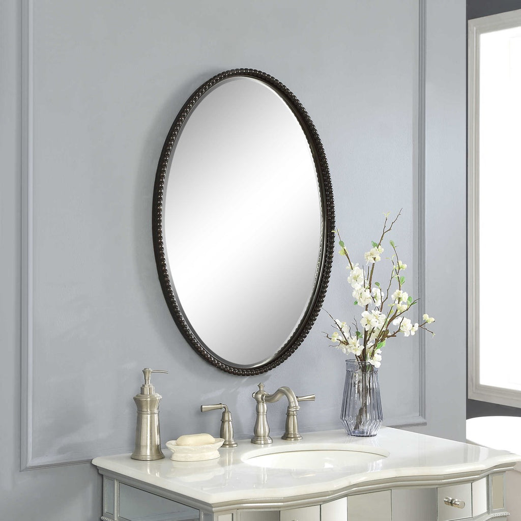 Sherise Bronze Oval Mirror - Bombay Mercantile