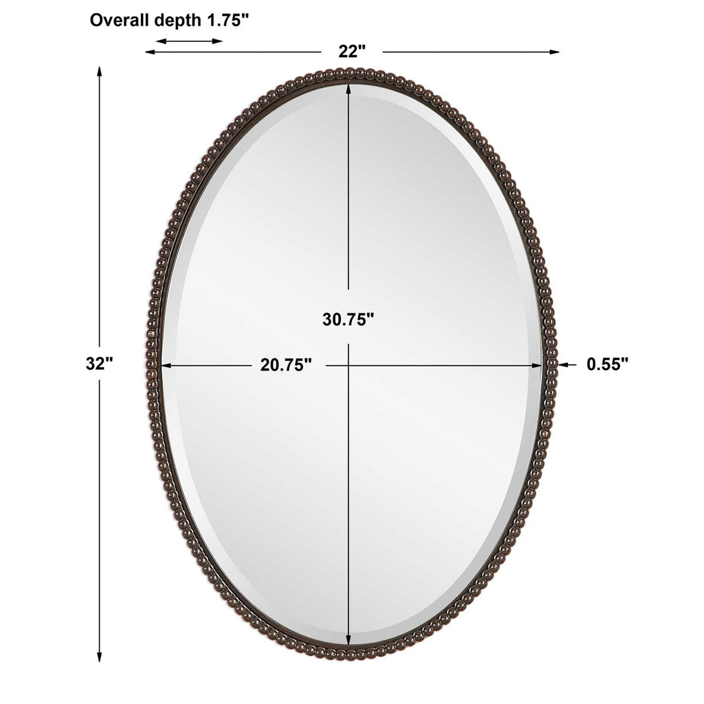 Sherise Bronze Oval Mirror - Bombay Mercantile