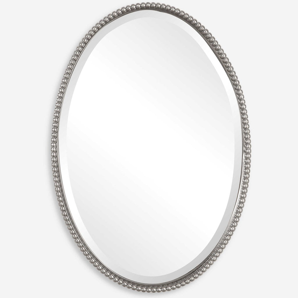 Sherise Brushed Nickel Oval Mirror - Bombay Mercantile