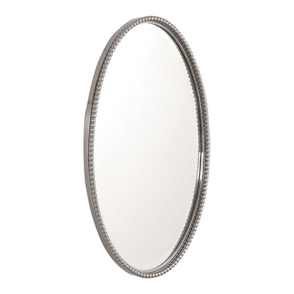 Sherise Brushed Nickel Oval Mirror - Bombay Mercantile
