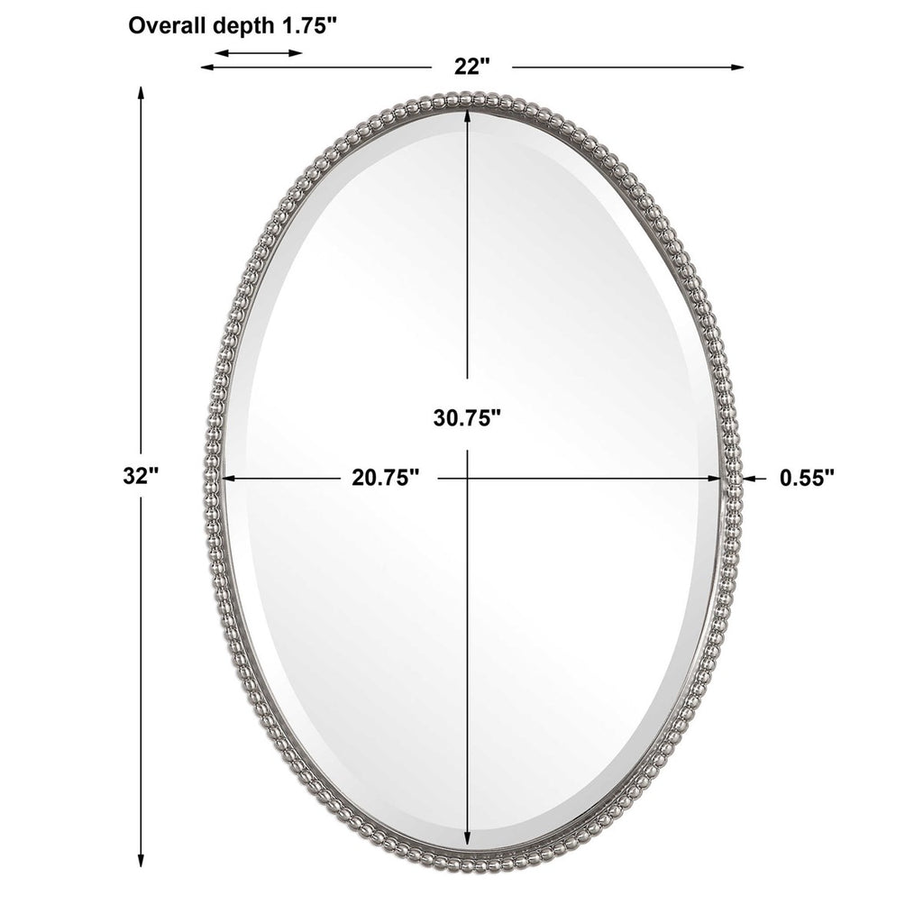 Sherise Brushed Nickel Oval Mirror - Bombay Mercantile