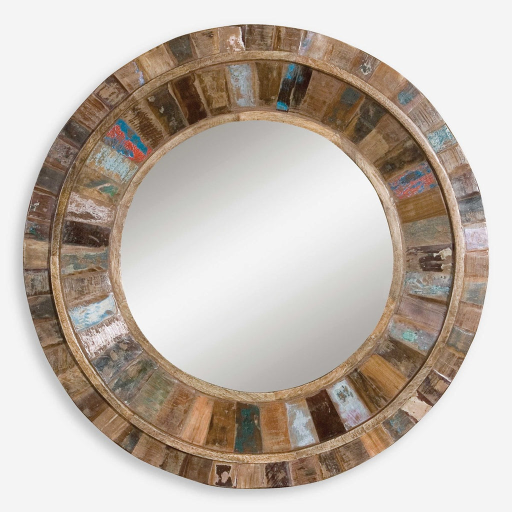 Jeremiah Round Wood Mirror - Bombay Mercantile