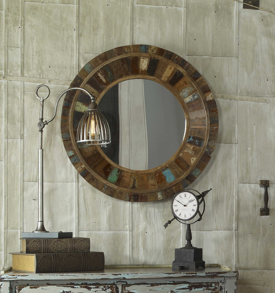 Jeremiah Round Wood Mirror - Bombay Mercantile
