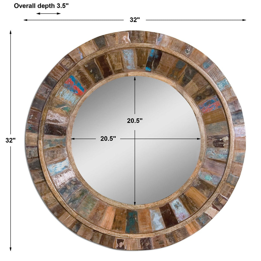 Jeremiah Round Wood Mirror - Bombay Mercantile