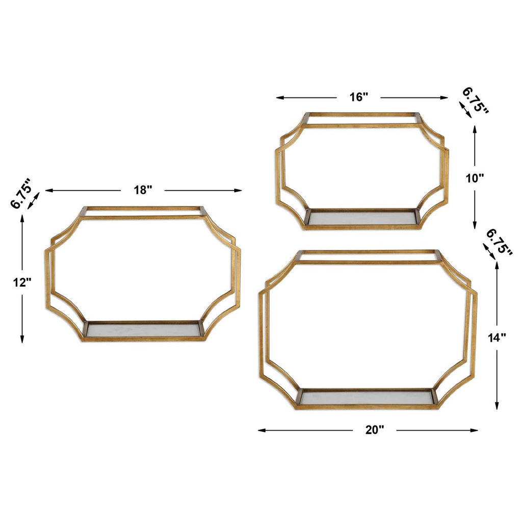 Lindee Gold Wall Shelves Set of 3 - Bombay Mercantile