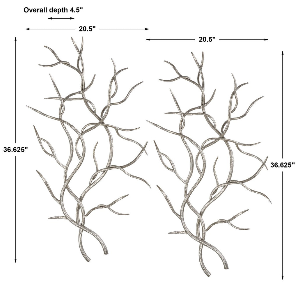 Silver Branches Wall Art Set of 2 - Bombay Mercantile