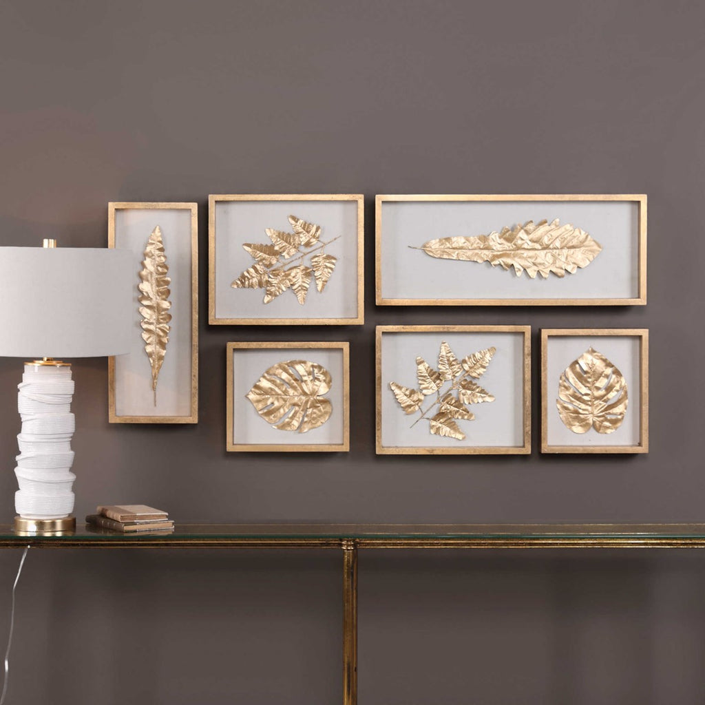 Golden Leaves Shadow Box Set/6 - Bombay Mercantile