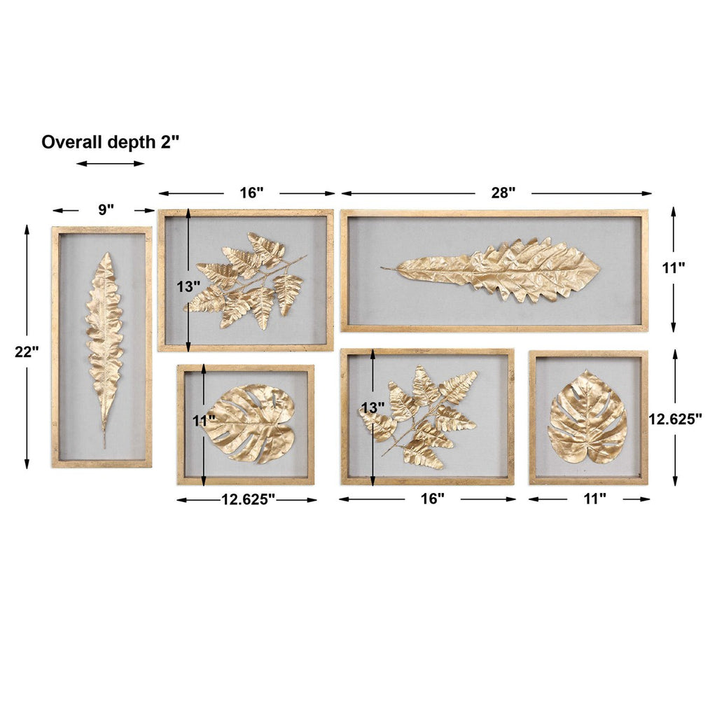 Golden Leaves Shadow Box Set/6 - Bombay Mercantile