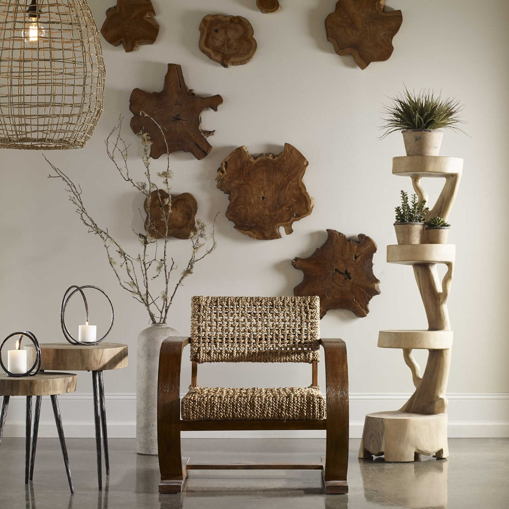 Kalani Teak Wall Art Set of 3 - Bombay Mercantile
