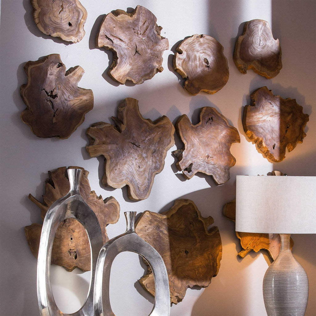 Kalani Teak Wall Art Set of 3 - Bombay Mercantile