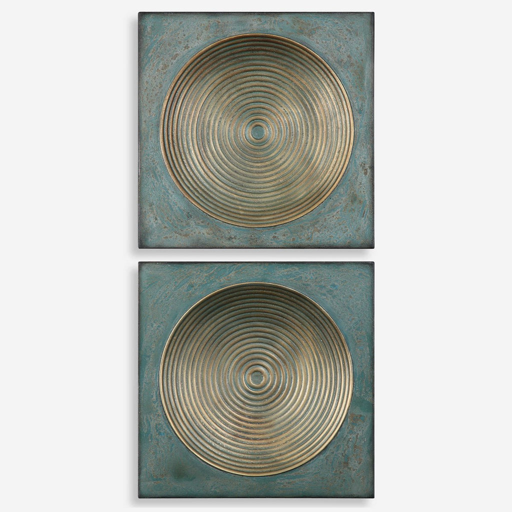 Sybil Antique Gold Squares Set of 2 - Bombay Mercantile