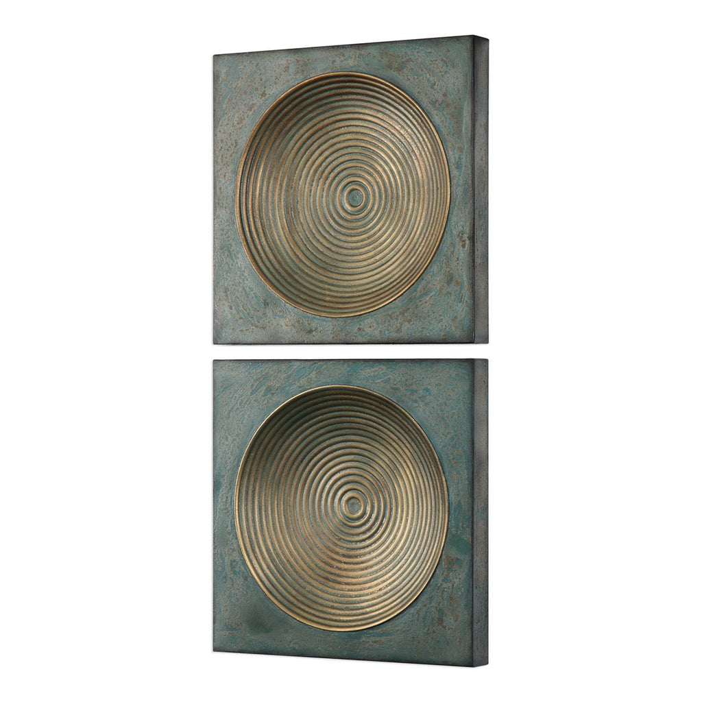 Sybil Antique Gold Squares Set of 2 - Bombay Mercantile