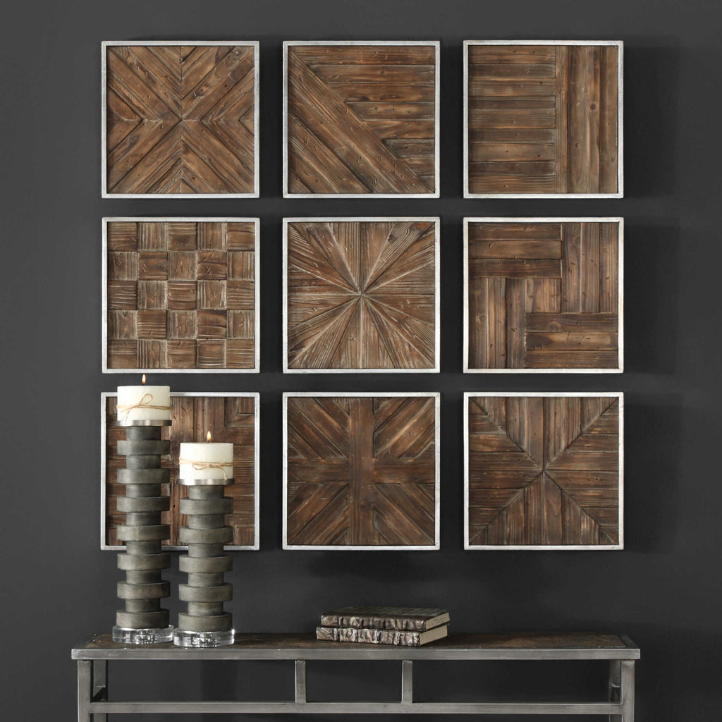 Bryndle Rustic Wooden Squares Set of 9 - Bombay Mercantile