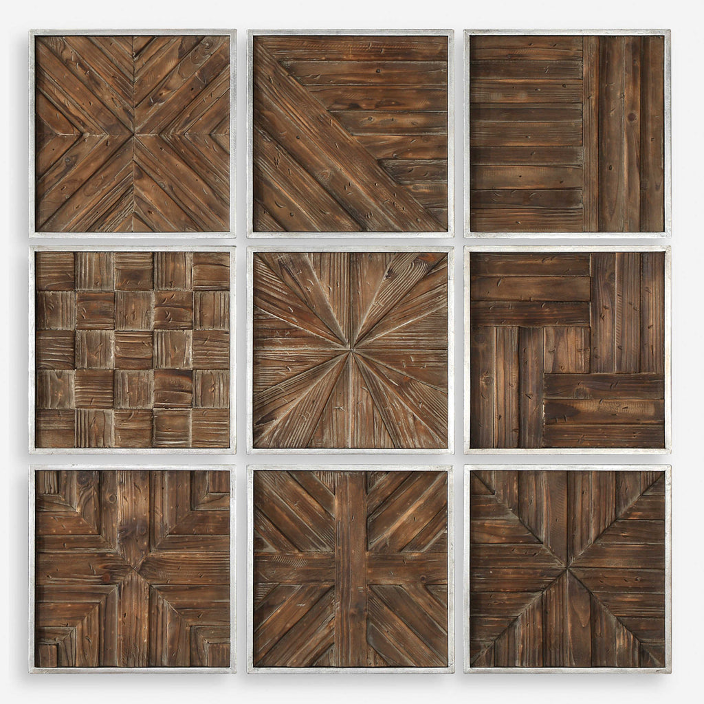 Bryndle Rustic Wooden Squares Set of 9 - Bombay Mercantile