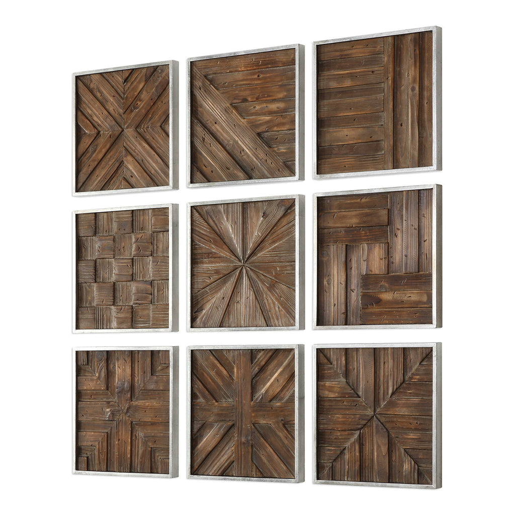 Bryndle Rustic Wooden Squares Set of 9 - Bombay Mercantile