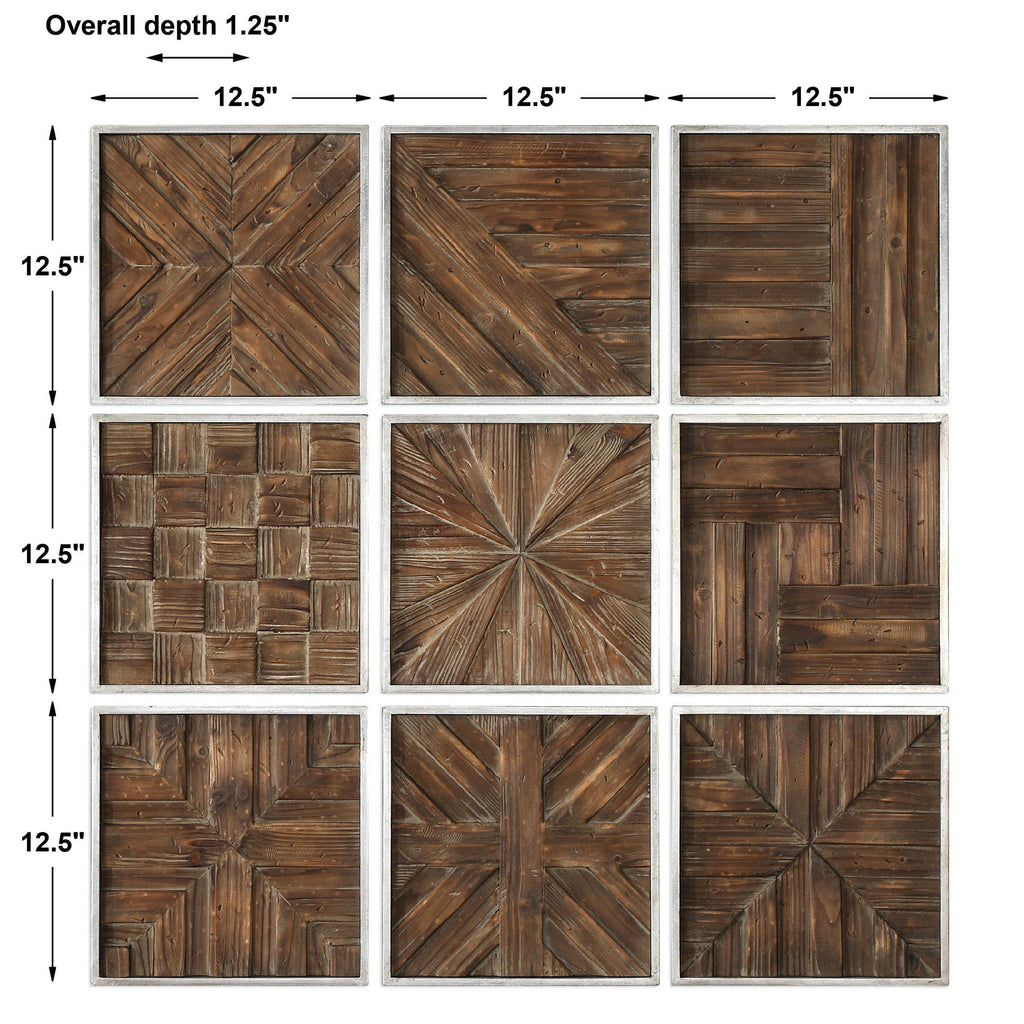 Bryndle Rustic Wooden Squares Set of 9 - Bombay Mercantile
