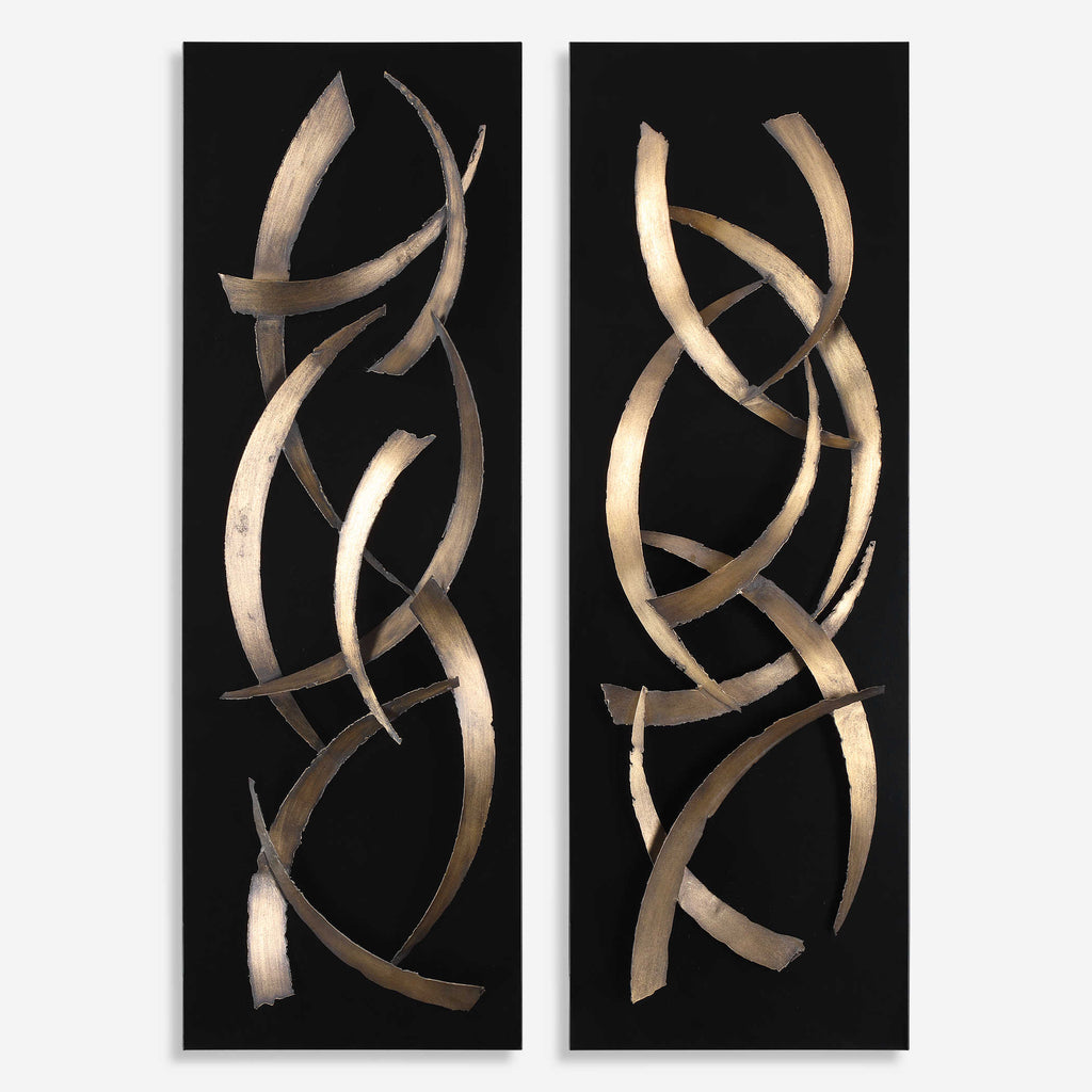 Brushstrokes Metal Wall Art, Set of 2 - Bombay Mercantile