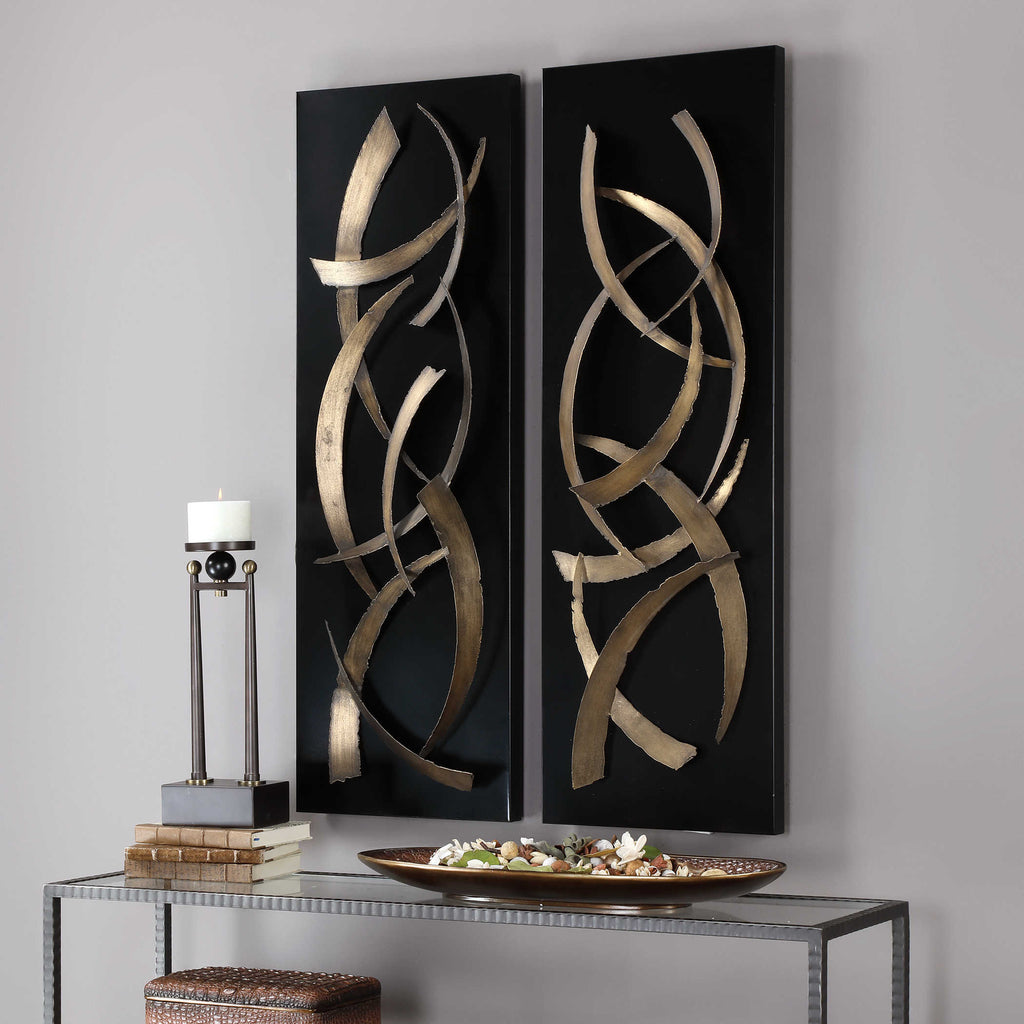 Brushstrokes Metal Wall Art, Set of 2 - Bombay Mercantile