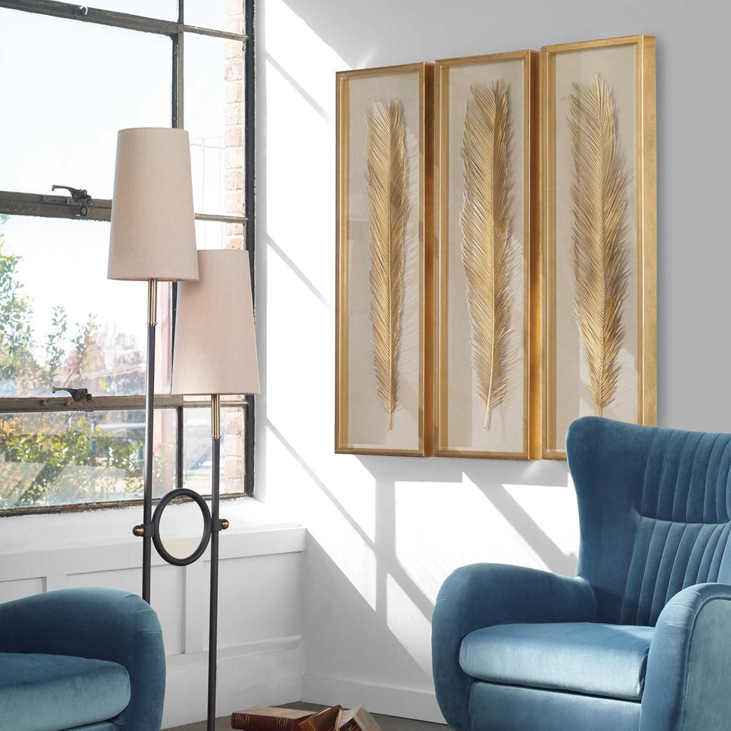 Palma Gold Leaf Shadow Box Set of 3 - Bombay Mercantile