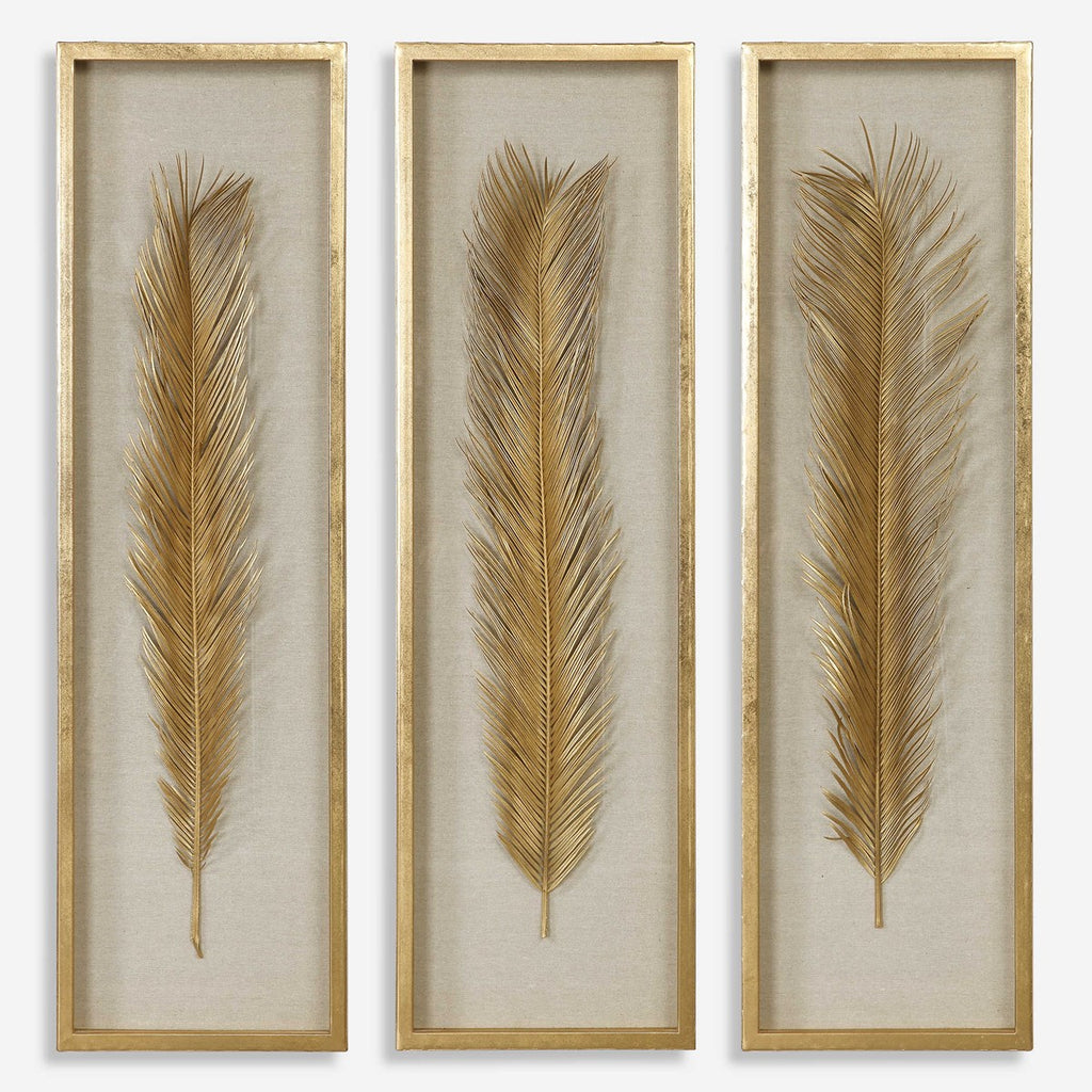 Palma Gold Leaf Shadow Box Set of 3 - Bombay Mercantile
