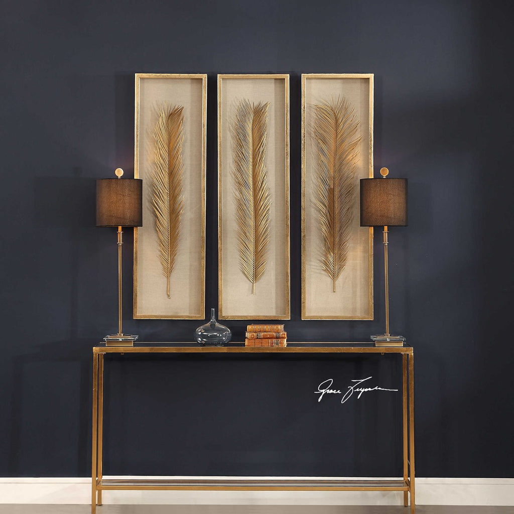 Palma Gold Leaf Shadow Box Set of 3 - Bombay Mercantile