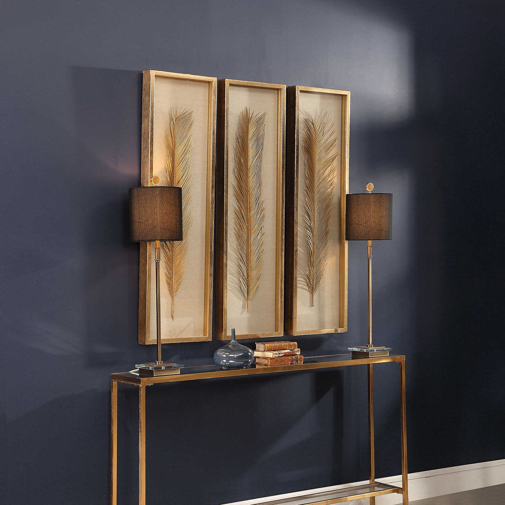 Palma Gold Leaf Shadow Box Set of 3 - Bombay Mercantile