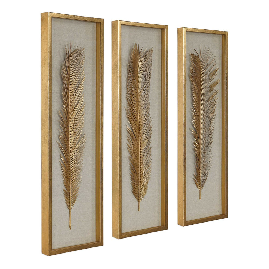 Palma Gold Leaf Shadow Box Set of 3 - Bombay Mercantile