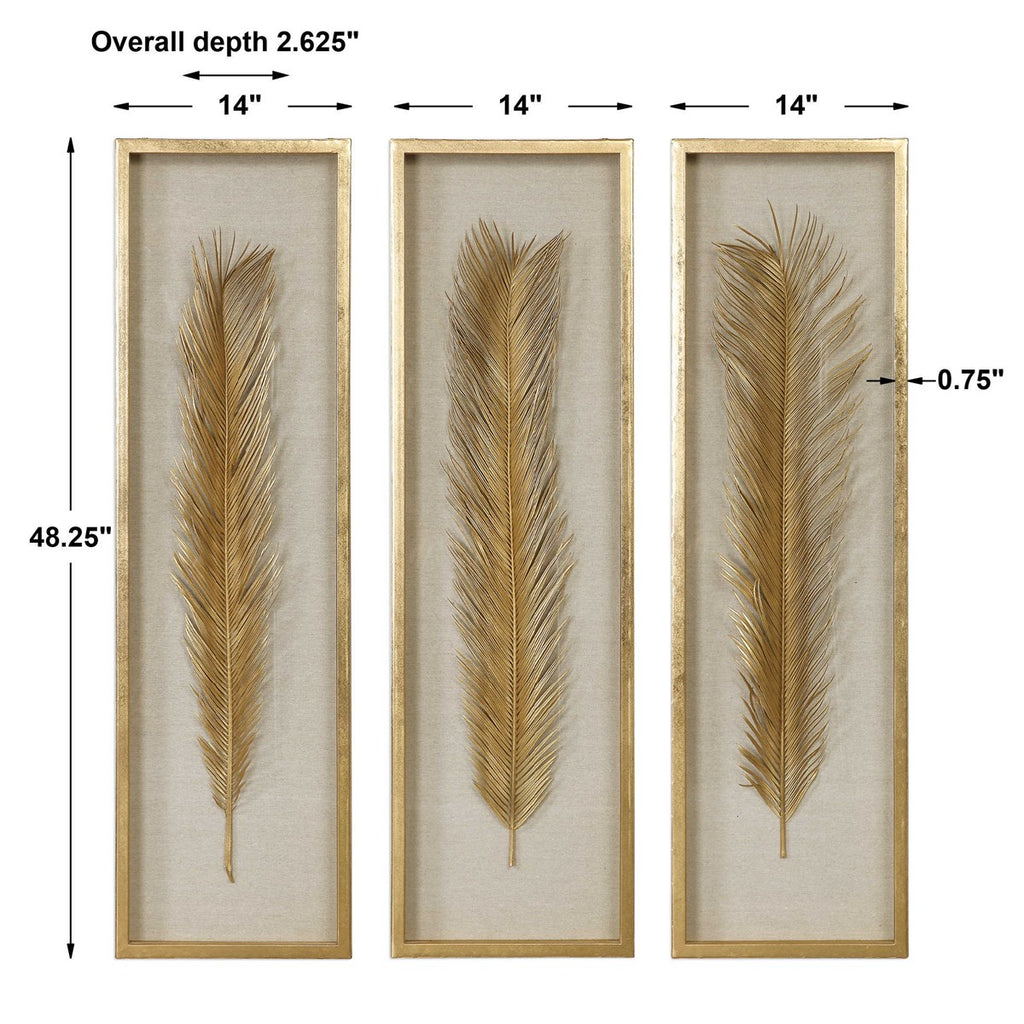 Palma Gold Leaf Shadow Box Set of 3 - Bombay Mercantile