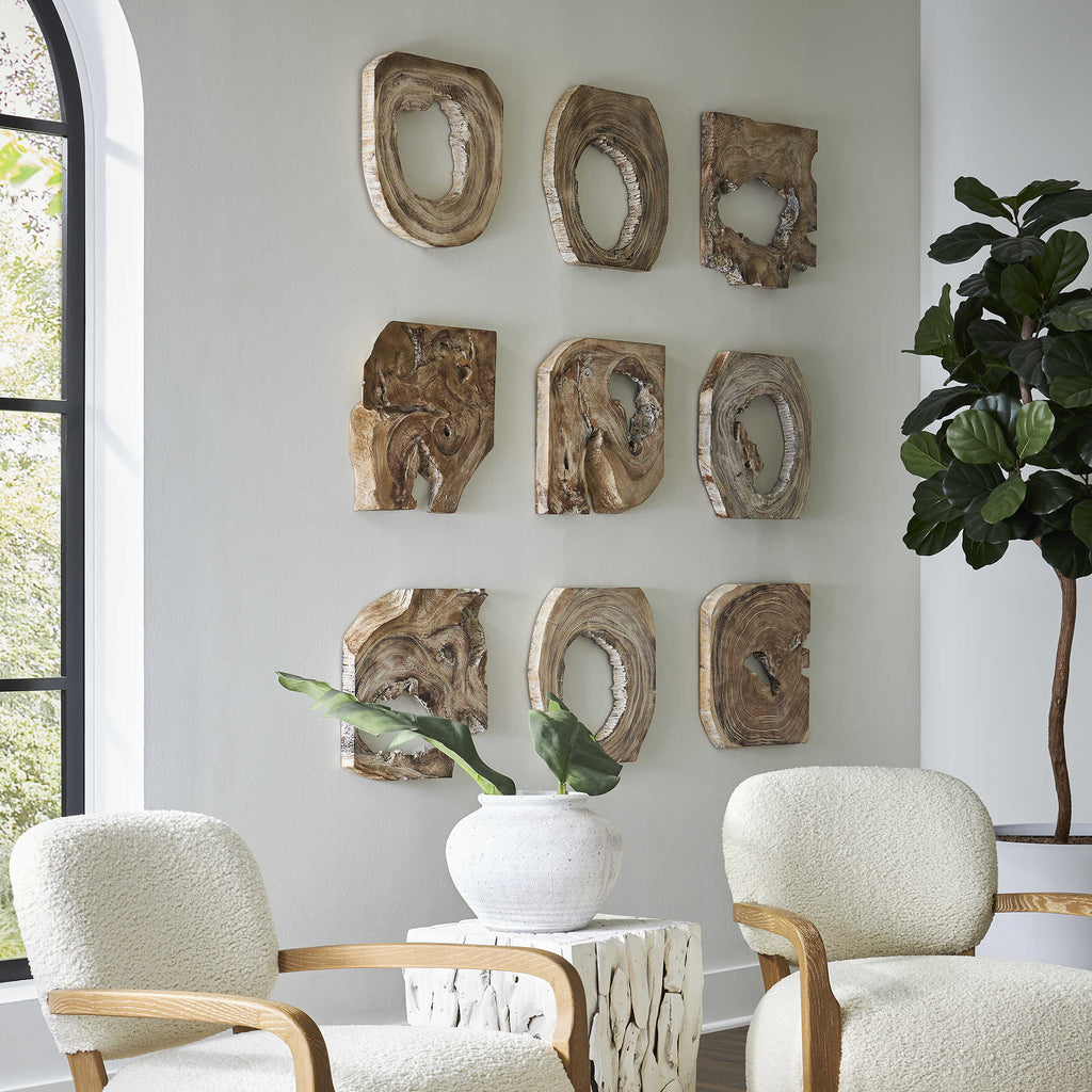 Bahati Wood Wall Art, Set of 9 - Bombay Mercantile