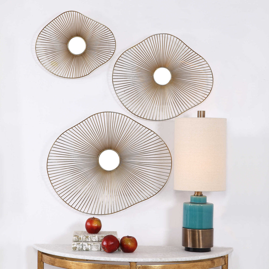 Avarie Gold Metal Wall Art Set of 3 - Bombay Mercantile