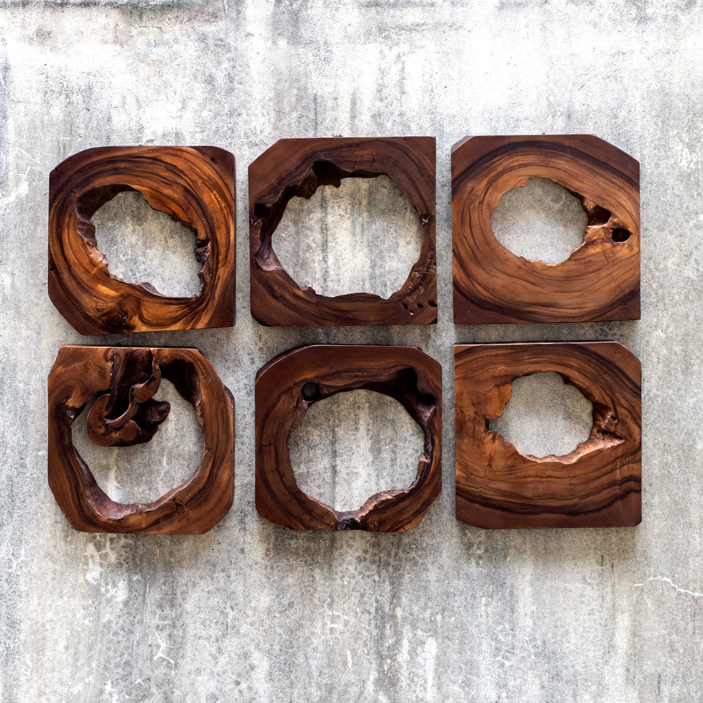 Adlai Wood Wall Art Set of 6 - Bombay Mercantile