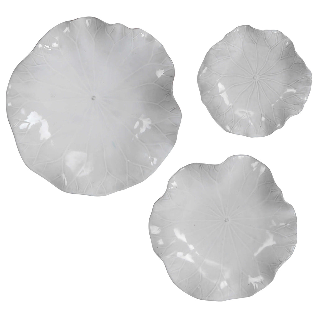Abella White Ceramic Wall Decor, Set of 3 - Bombay Mercantile