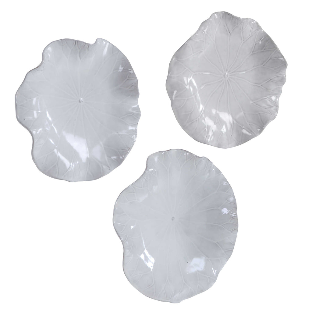 Abella White Ceramic Wall Decor, Set of 3 - Bombay Mercantile