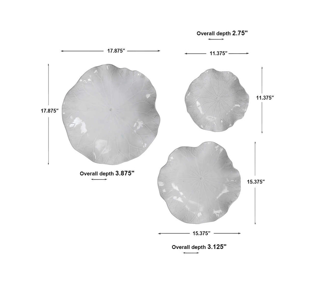 Abella White Ceramic Wall Decor, Set of 3 - Bombay Mercantile