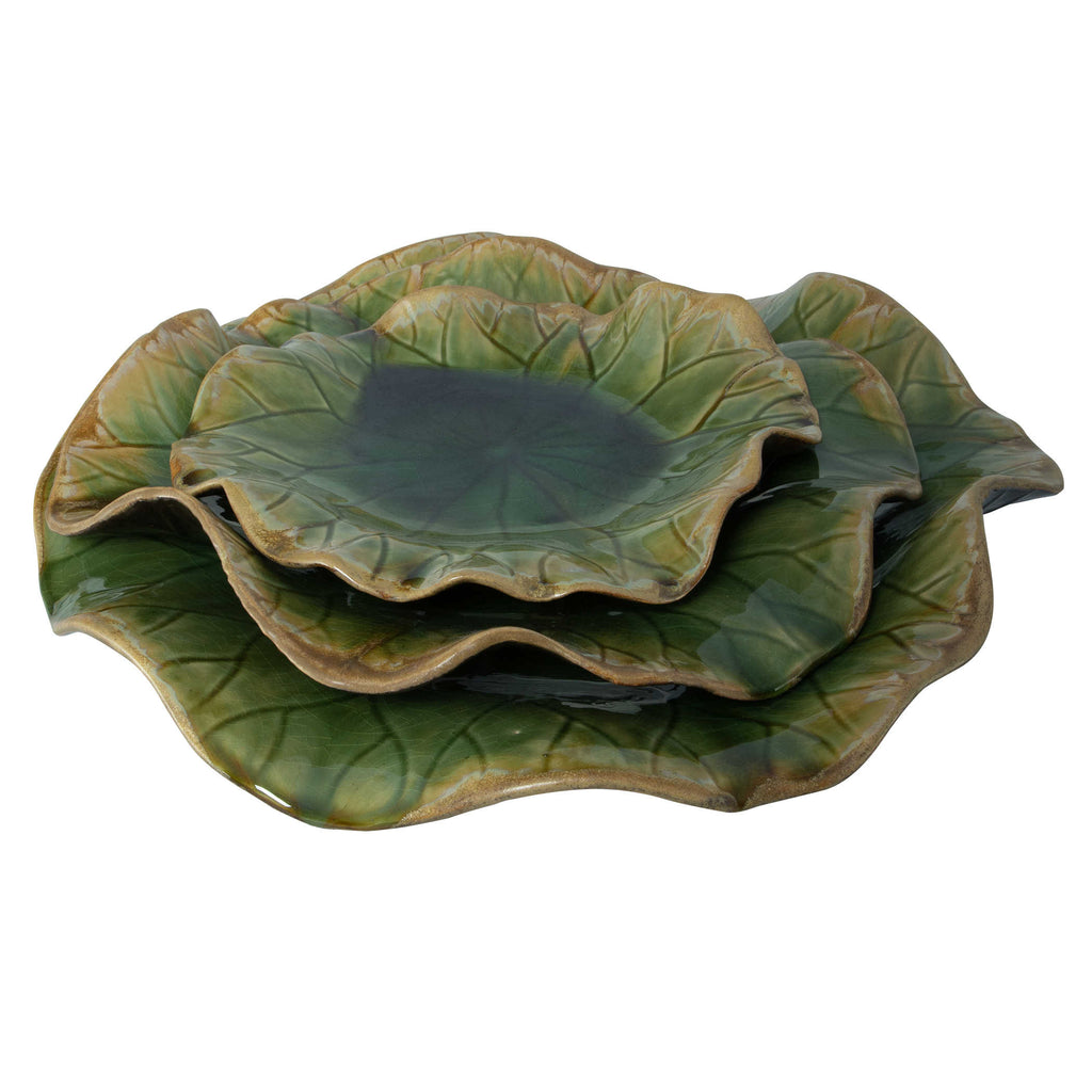 Abella Green Ceramic Wall Decor, set of 3 - Bombay Mercantile