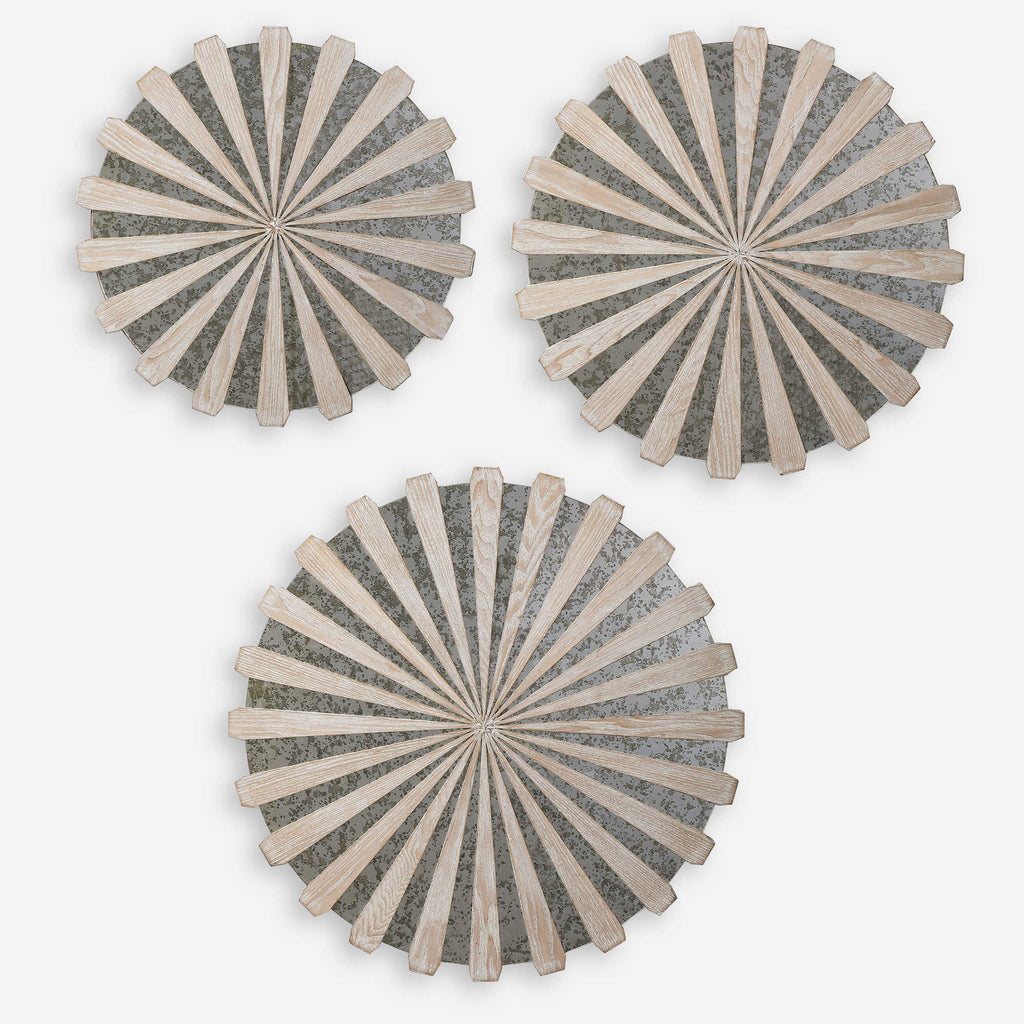 Daisies Mirrored Circular Wall Decor, Set of 3 - Bombay Mercantile