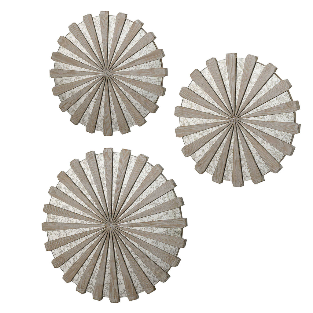 Daisies Mirrored Circular Wall Decor, Set of 3 - Bombay Mercantile