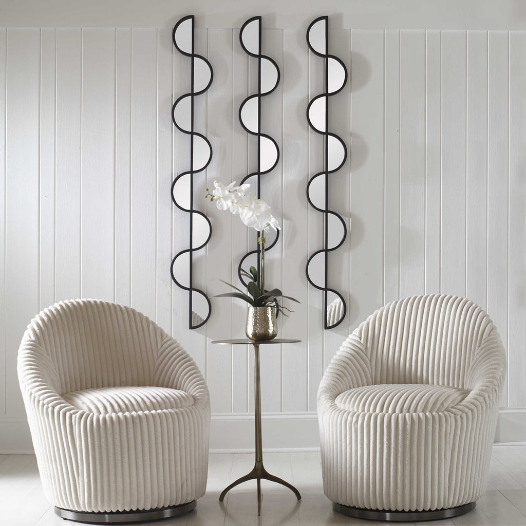 Wisp Mirrored Iron Wall Decor, Set of 3 - Bombay Mercantile