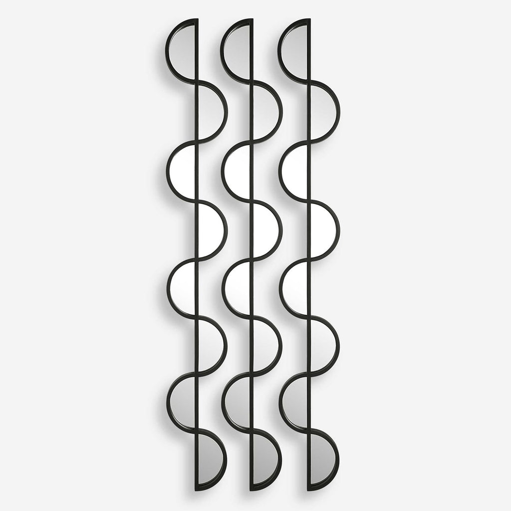 Wisp Mirrored Iron Wall Decor, Set of 3 - Bombay Mercantile