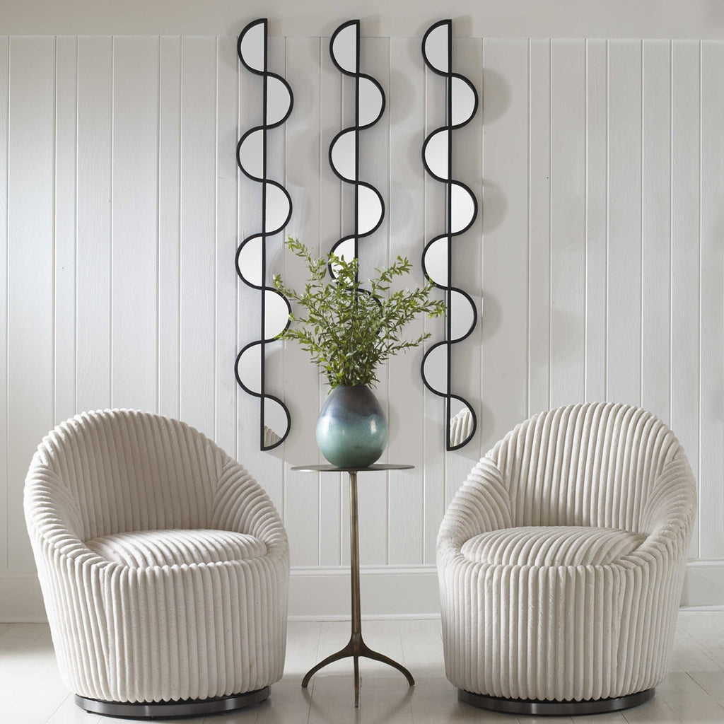 Wisp Mirrored Iron Wall Decor, Set of 3 - Bombay Mercantile