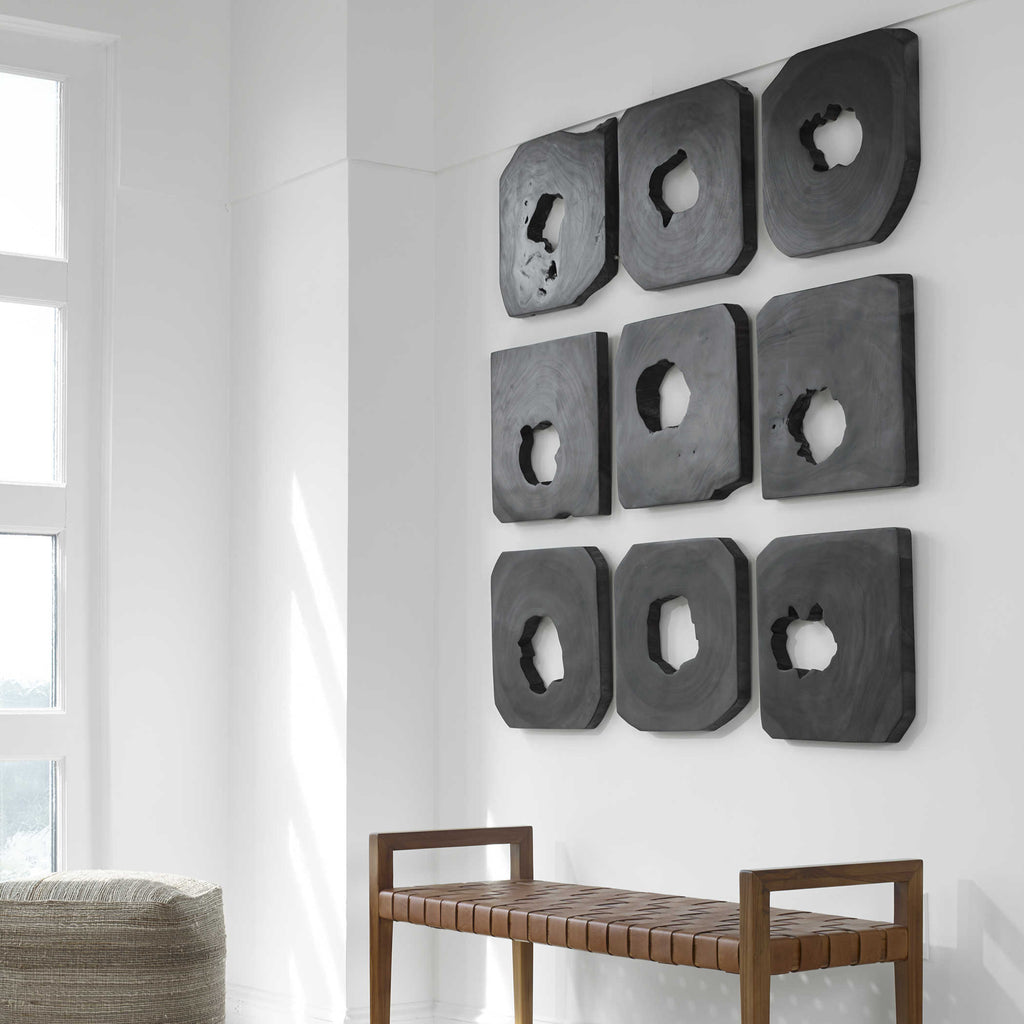 Bahati Ebony Wood Wall Art, Set of 9 - Bombay Mercantile