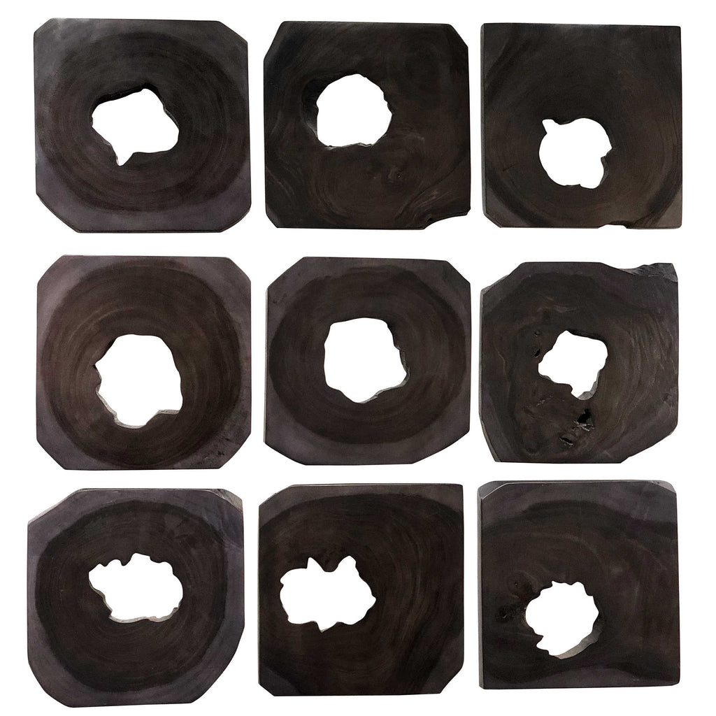 Bahati Ebony Wood Wall Art, Set of 9 - Bombay Mercantile