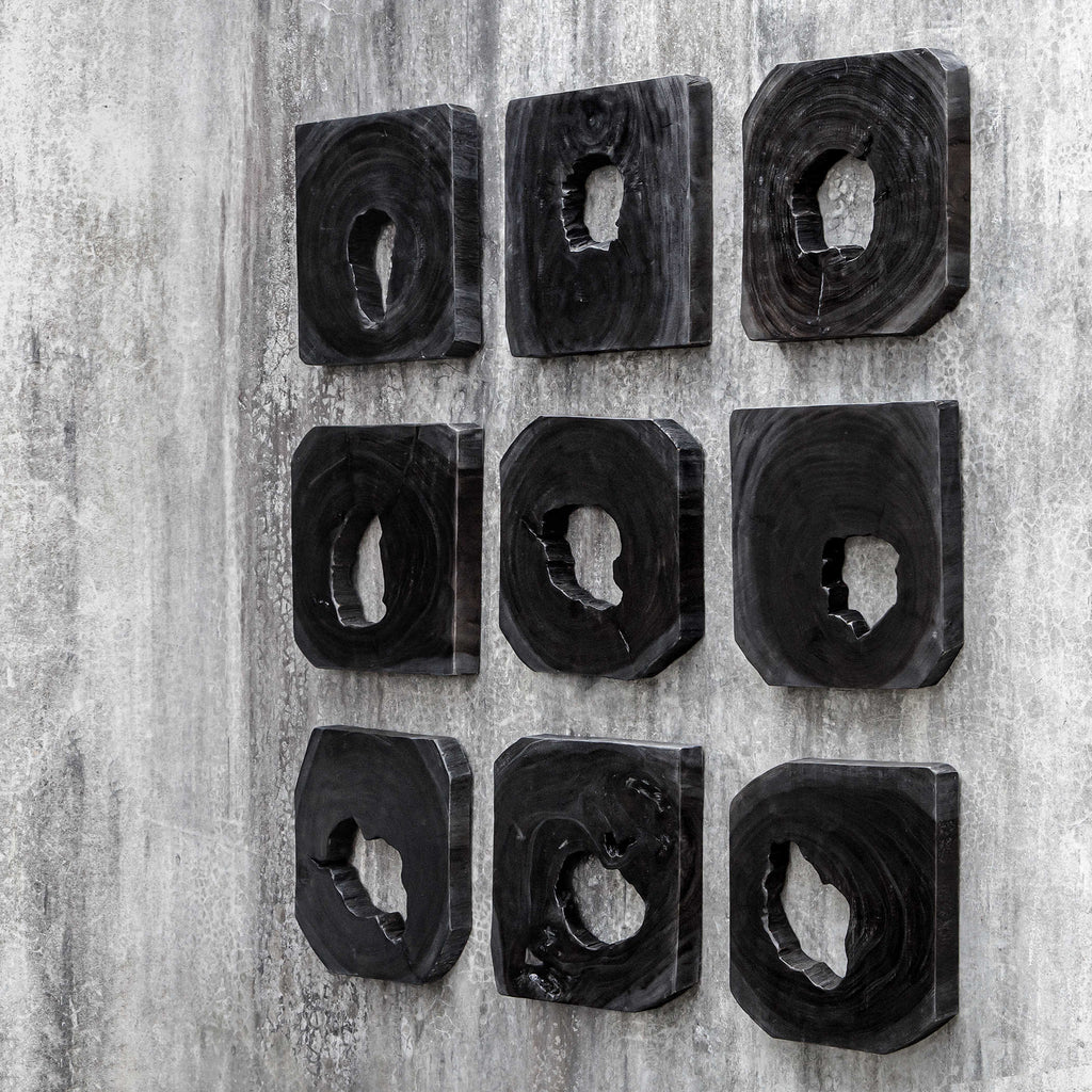 Bahati Ebony Wood Wall Art, Set of 9 - Bombay Mercantile