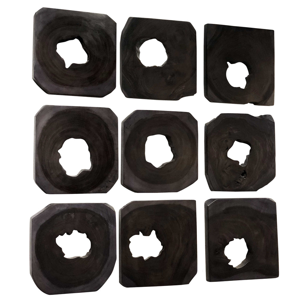Bahati Ebony Wood Wall Art, Set of 9 - Bombay Mercantile