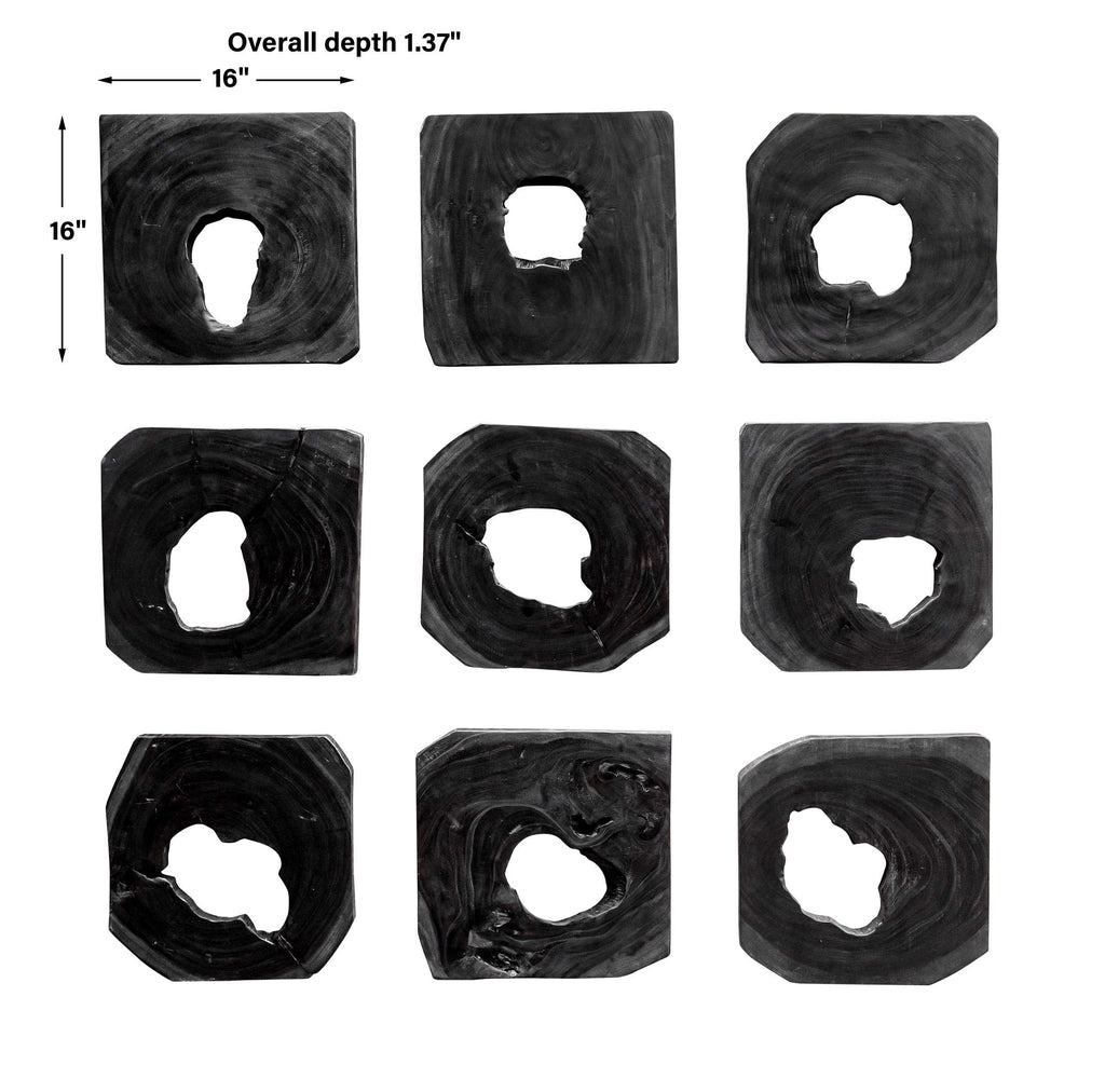 Bahati Ebony Wood Wall Art, Set of 9 - Bombay Mercantile