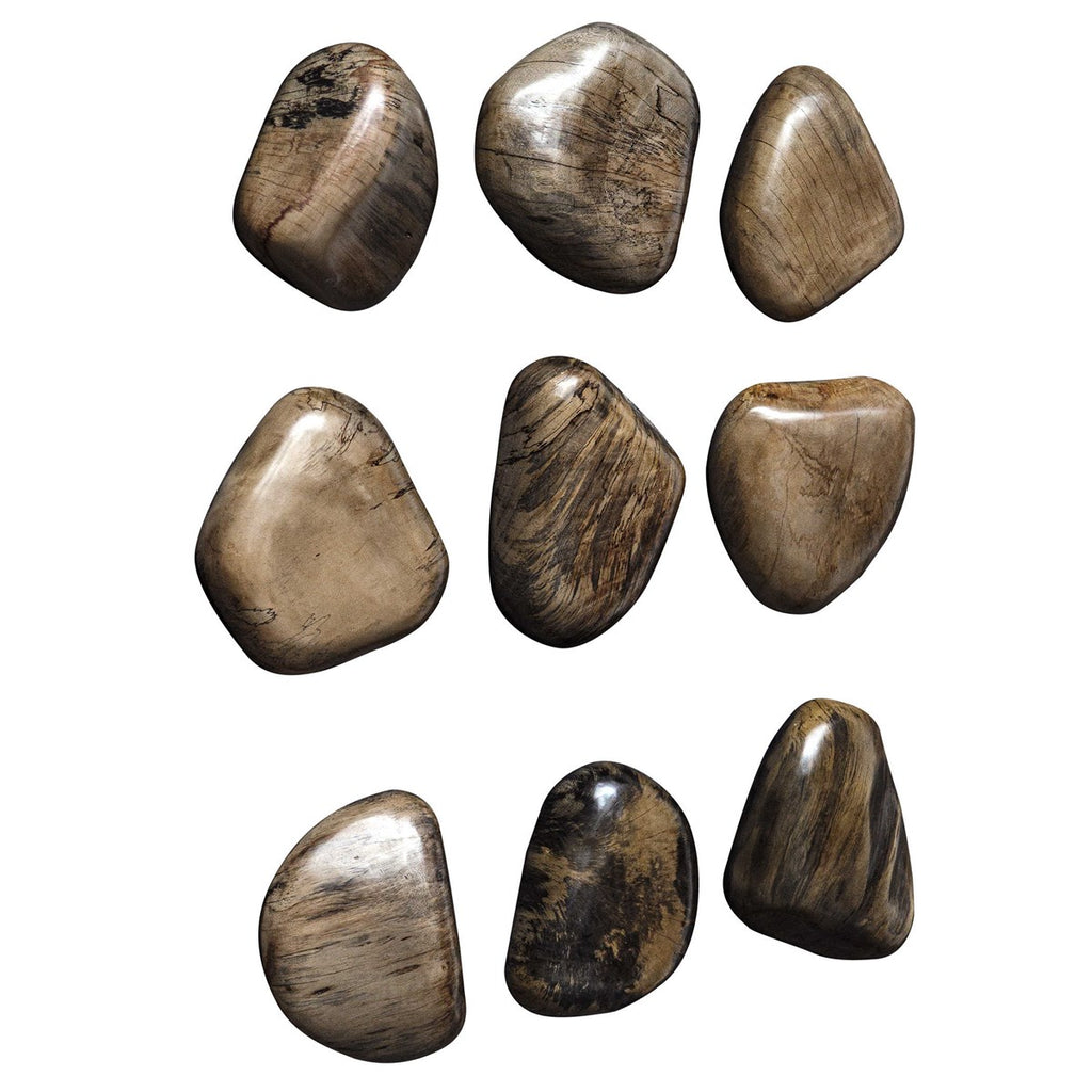 Pebbles Walnut Wood Wall Décor, Set of 9 - Bombay Mercantile