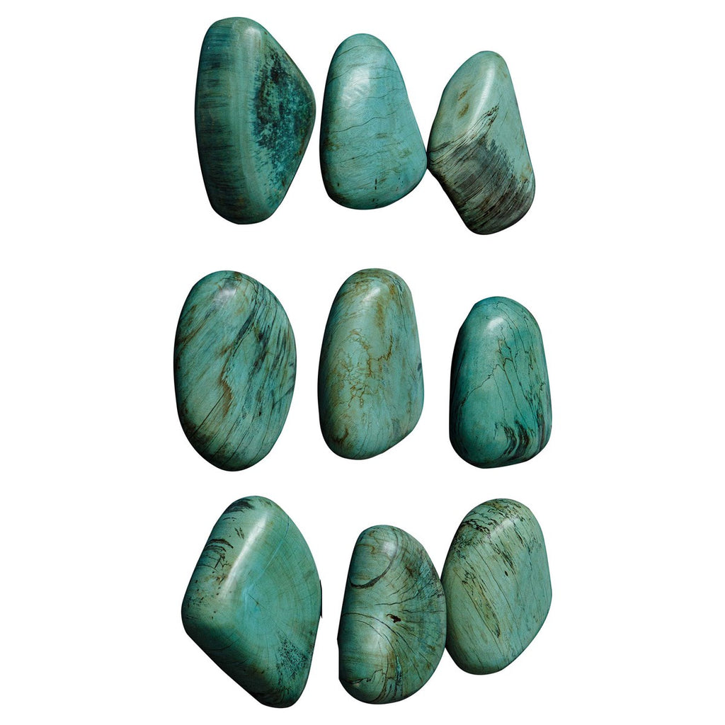 Pebbles Aqua Wood Wall Decor, Set of 9 - Bombay Mercantile