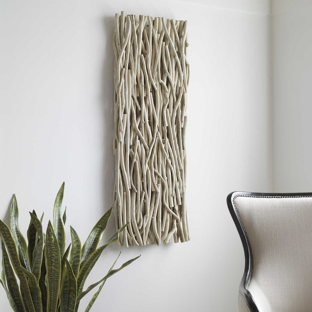 Gathered Teak Bleached Wood Wall Decor - Bombay Mercantile